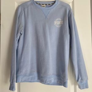 PINK Crewneck, Size: XSmall, Color: Baby blue & white